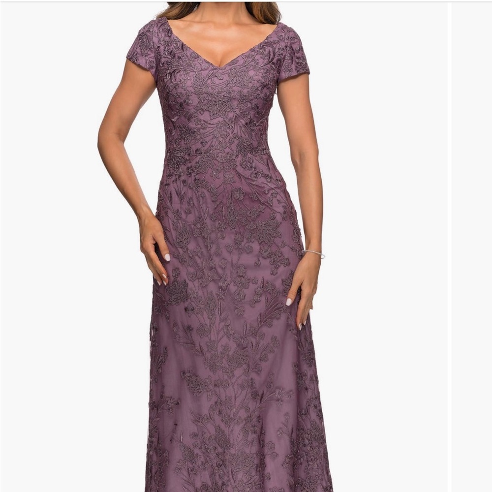 La Femme Mauve Lace Maxi Dress